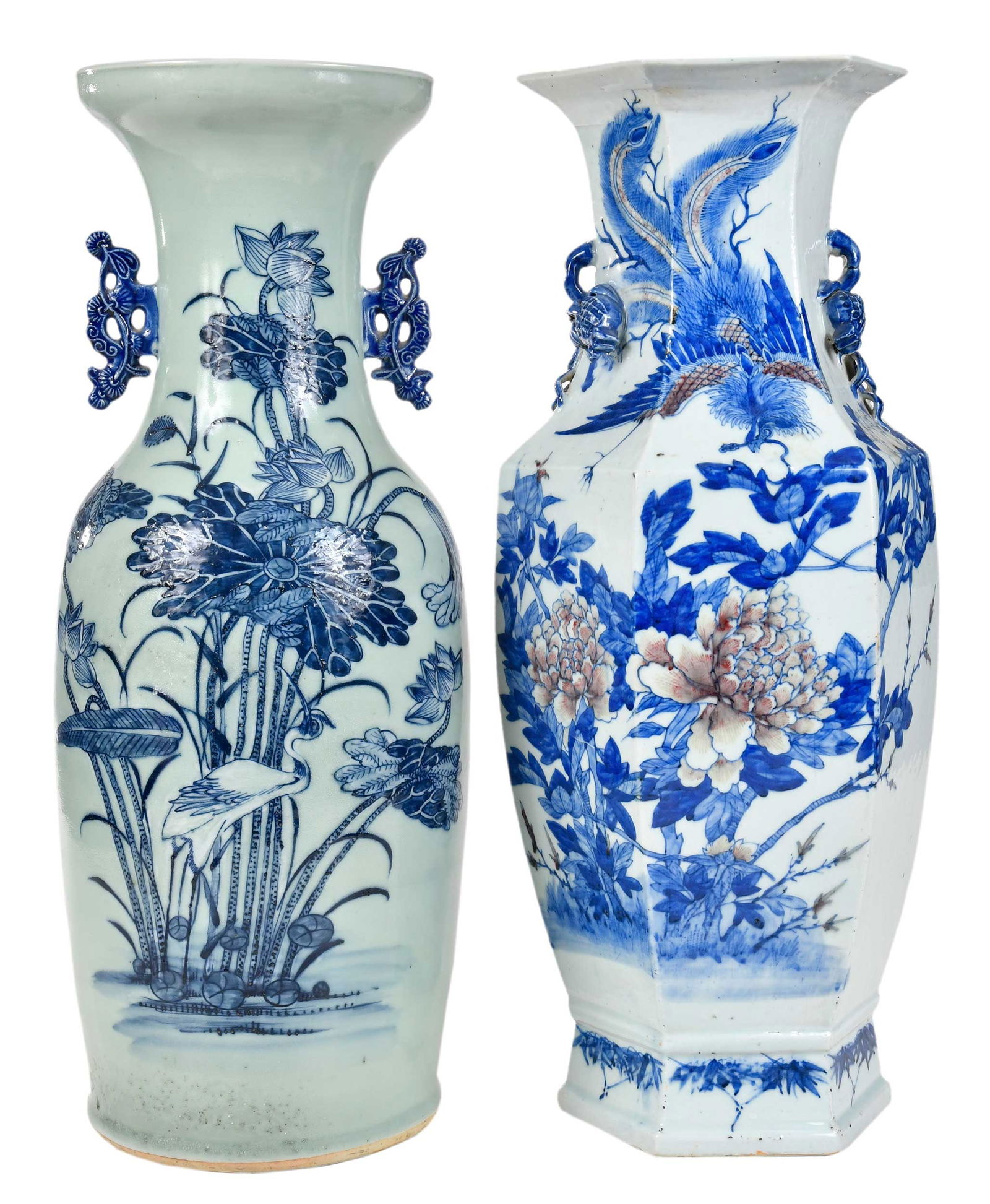 Two Large Chinese Blue and White Vases (1 of 11)