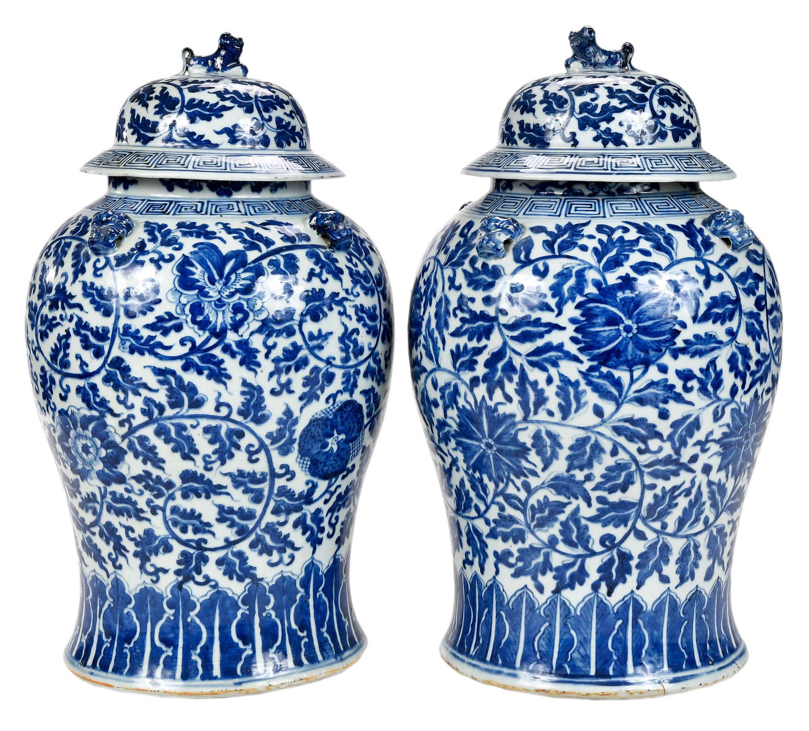 Pair of Chinese Lidded Blue and White Ginger Jars (1 of 13)