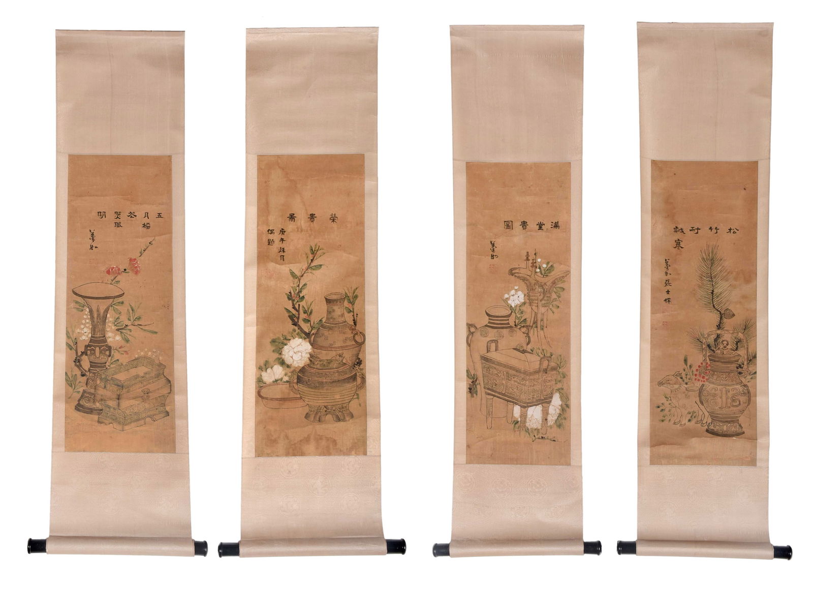 Attributed to Zhang Shibao, Group of Four Still Life Paintings (1 of 16)