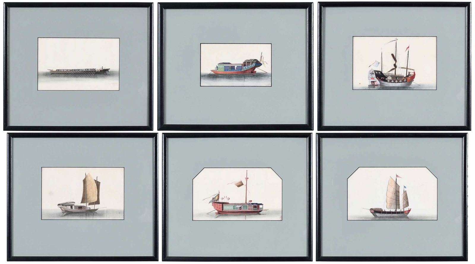 Six Chinese Gouache Paintings of Ships (1 of 20)
