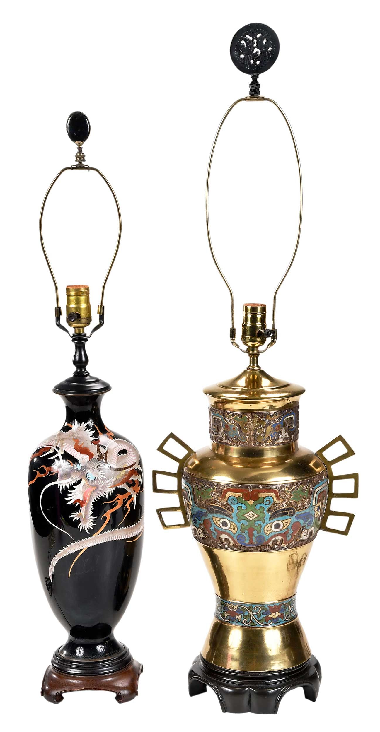 Two Asian Cloisonne Vases Mounted as Lamps (1 of 7)
