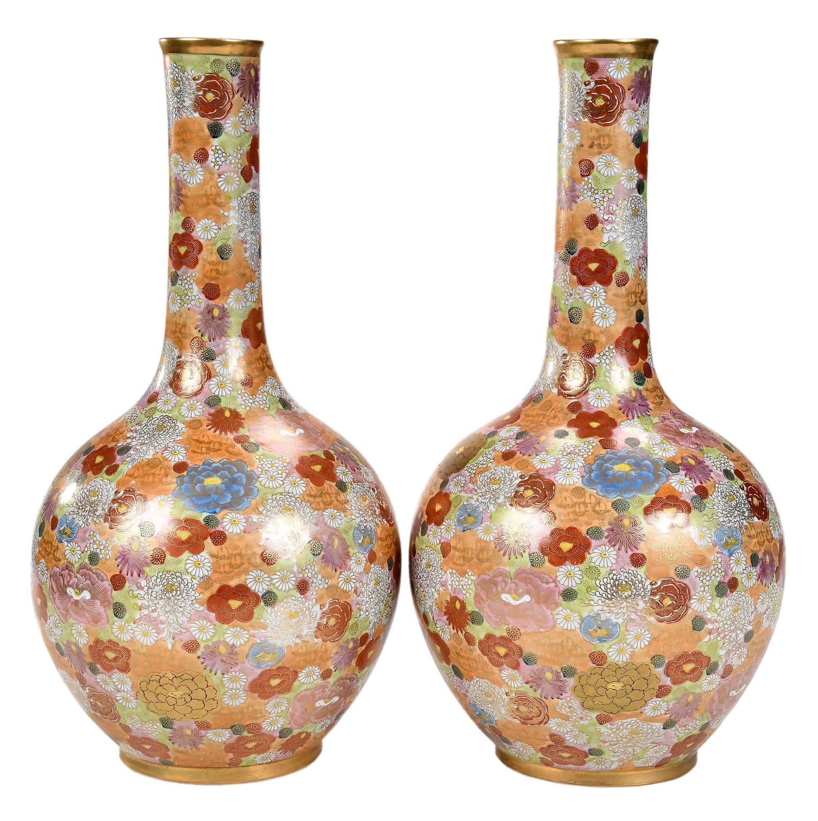 Pair of Large Japanese Kutani Vases (1 of 13)