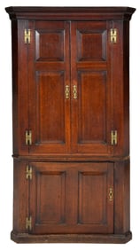 Chippendale Paneled Oak Corner Cupboard