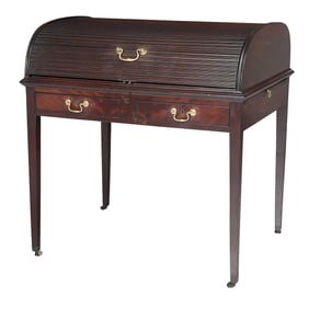 A Fine George III Mahogany Tambour Writing Desk