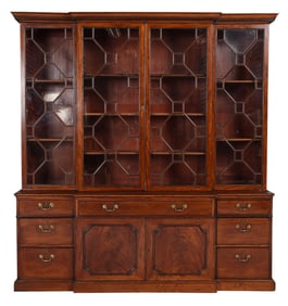 George III Figured Mahogany Breakfront Bookcase