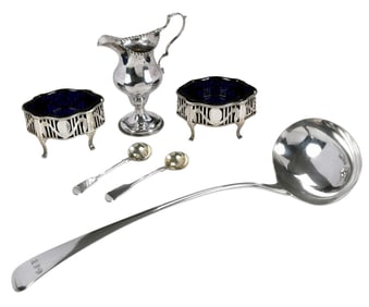 Four Bateman Family Silver Table Items with Two Salt Spoons