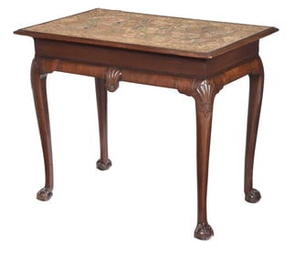 British George I/II Walnut and Needlepoint Side Table