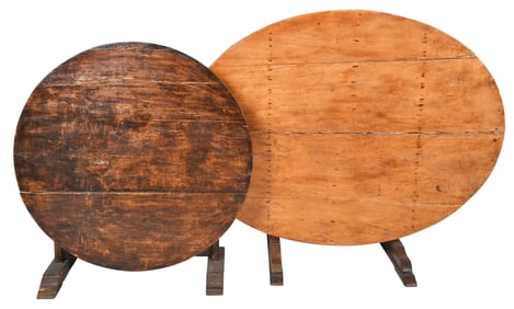 Two French Provincial Fruitwood Wine Tasting Tables