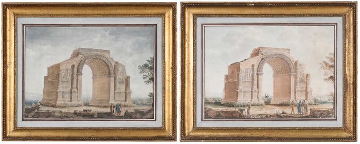 Two French School Watercolors, Glanum