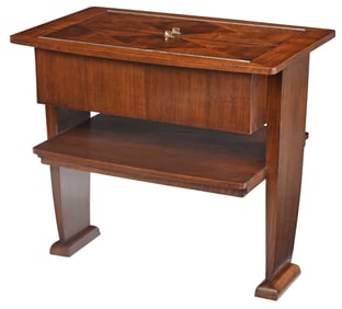Dominique Nickeled Bronze Mounted Parquetry and Walnut Sewing Table