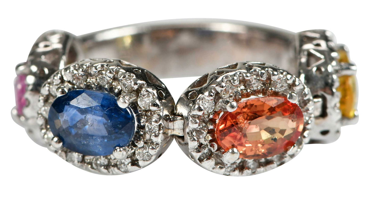 Multi Colored Sapphires and Diamond Ring (1 of 5)