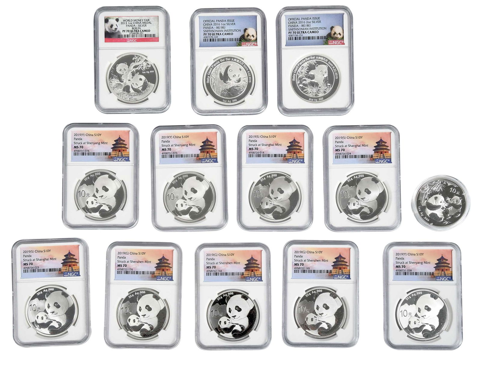 13 Chinese Silver Panda Coins (1 of 5)