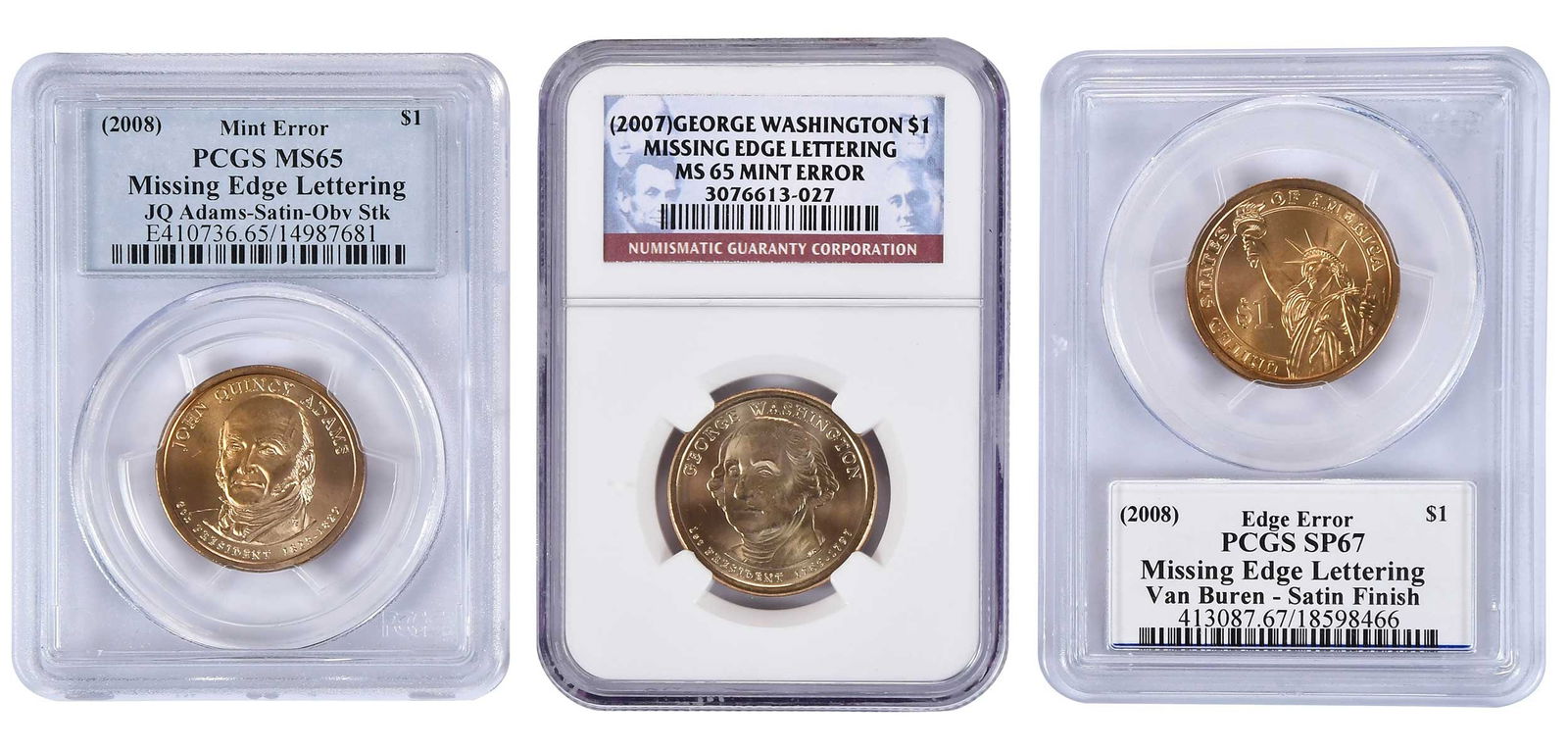 Three Presidential Dollars, Error: Missing Edge Lettering (1 of 5)