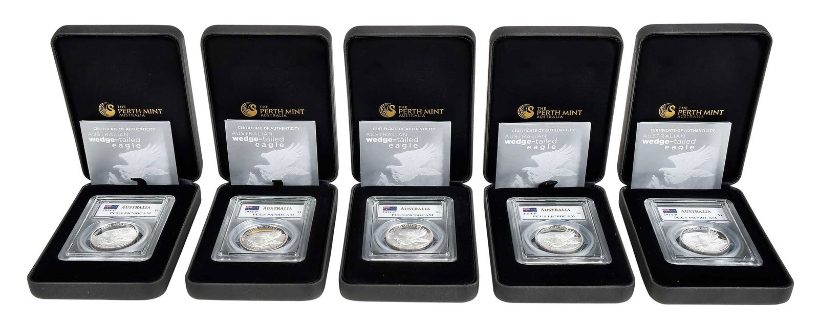Five 2014-P Australian Wedge Tailed Eagle Silver One Ounce High Relief Coins (1 of 6)