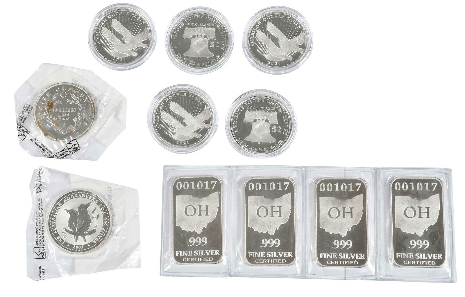 Group of Silver Bullion, Coins and Bars (1 of 5)