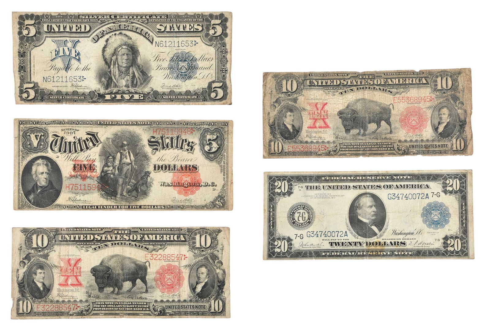 Five Examples of U.S. Currency, Popular Designs (1 of 4)