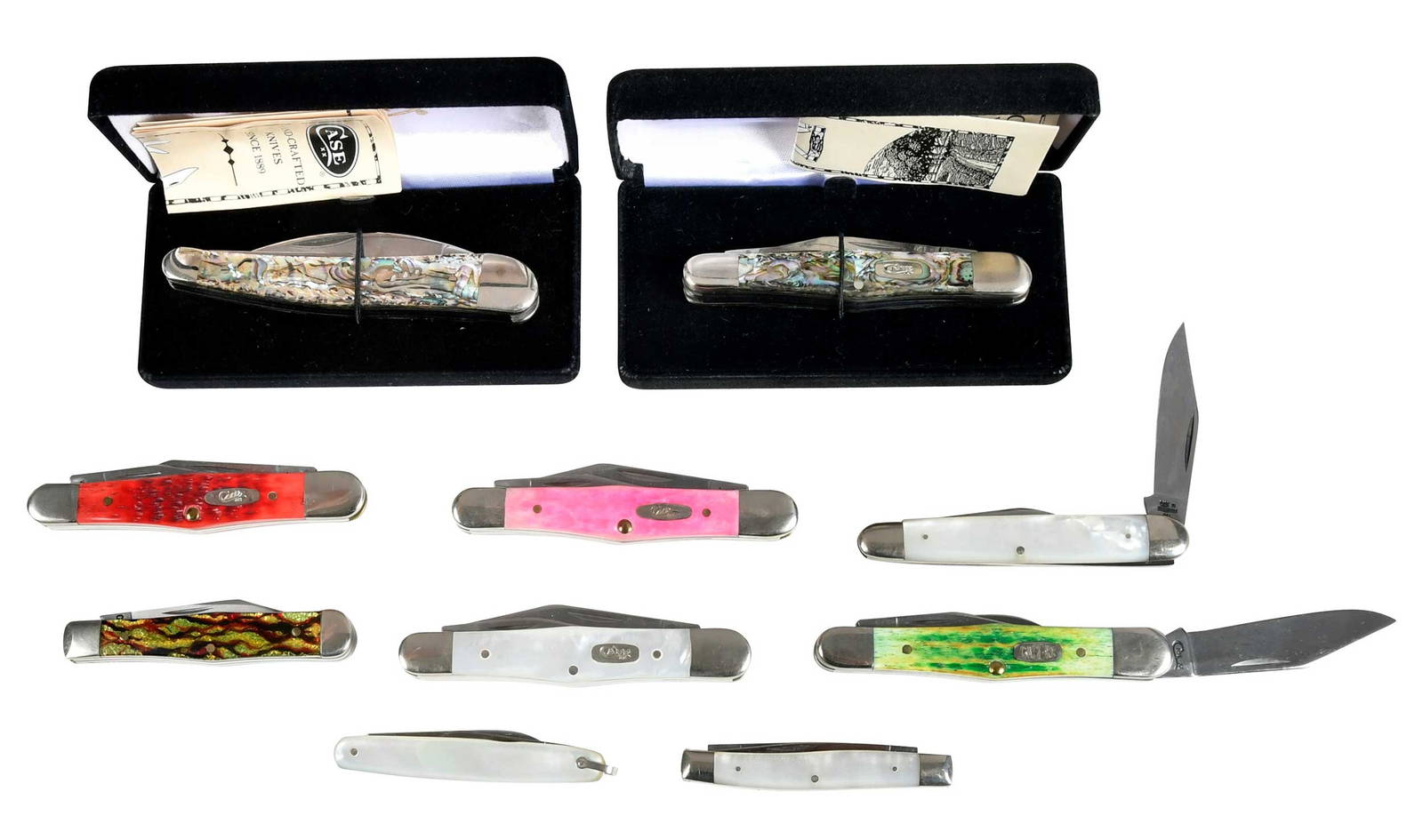 Group Of Ten Attractive Case Knives Auction