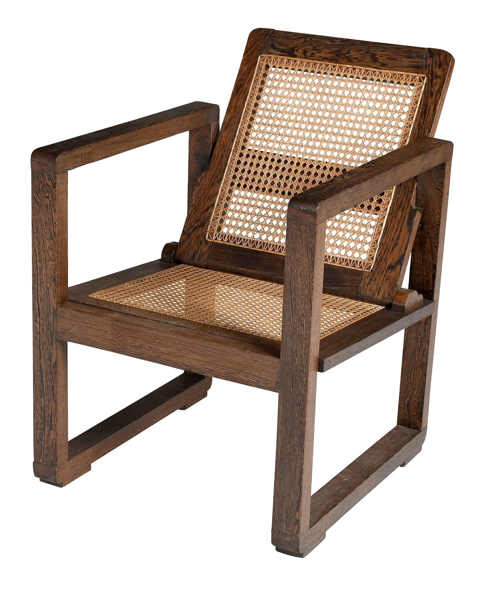 A Modern Rosewood and Caned Open Armchair (1 of 4)