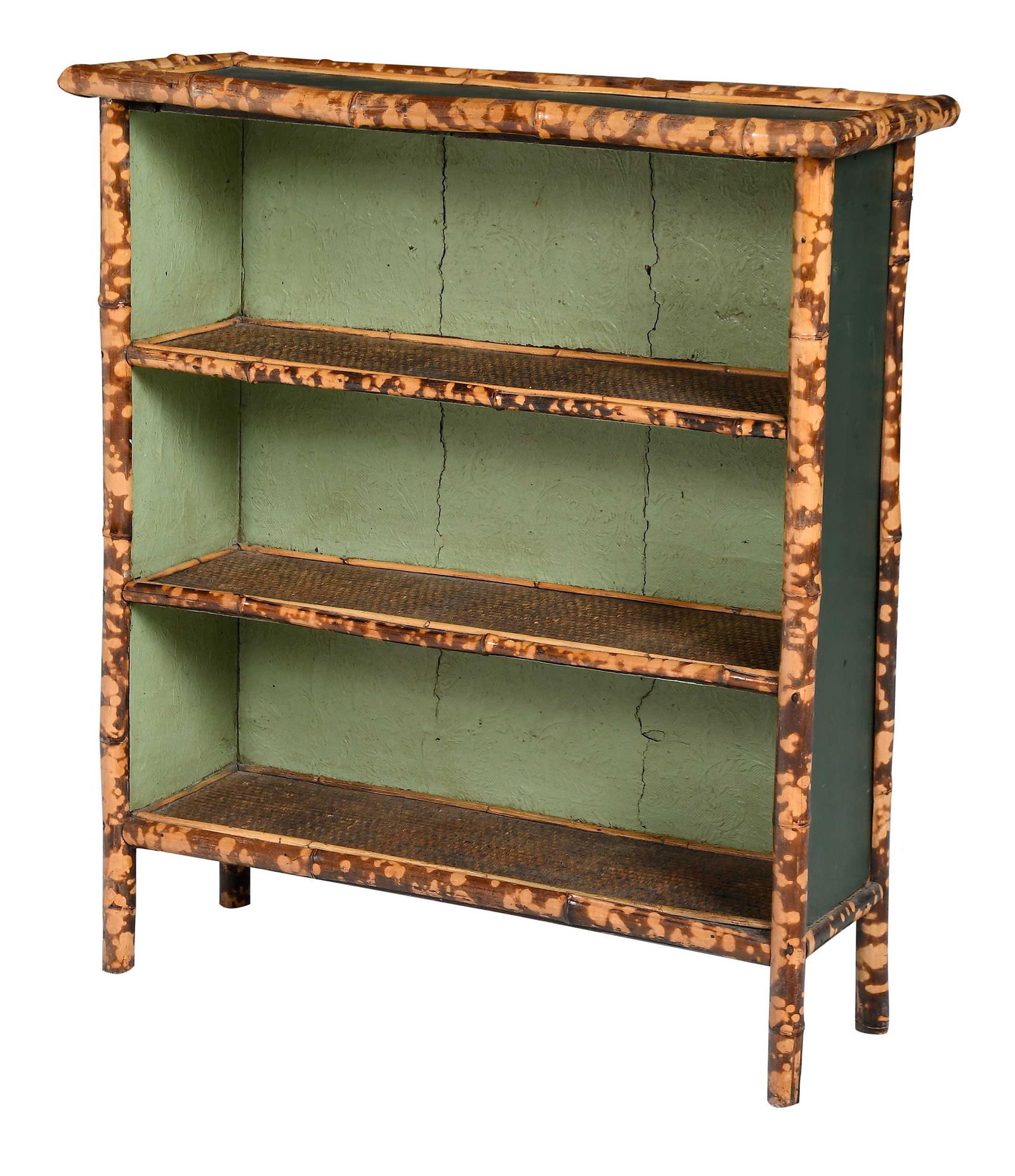Victorian Bamboo and Green Painted Bookshelf (1 of 4)