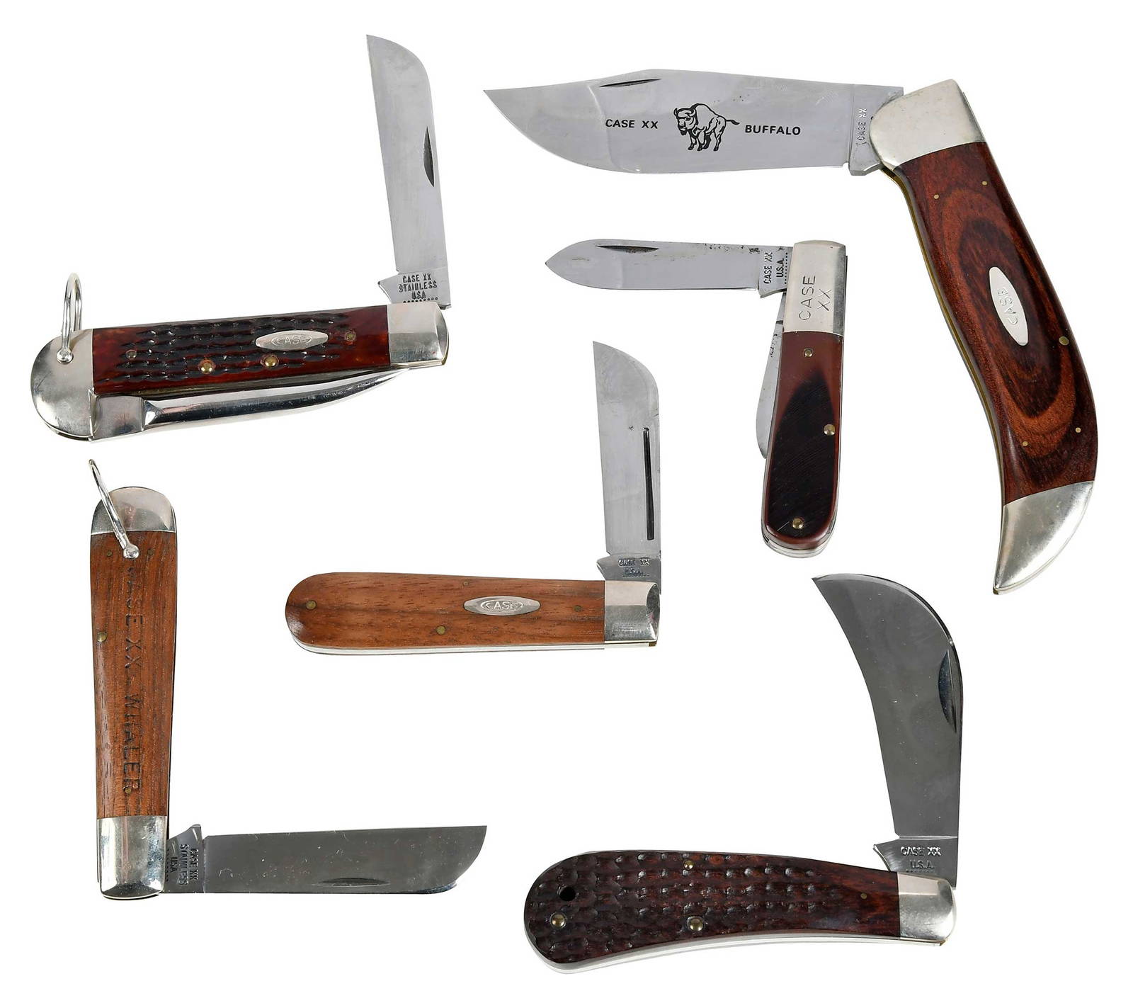 Group Of Six Wood Handle Case Knives Auction