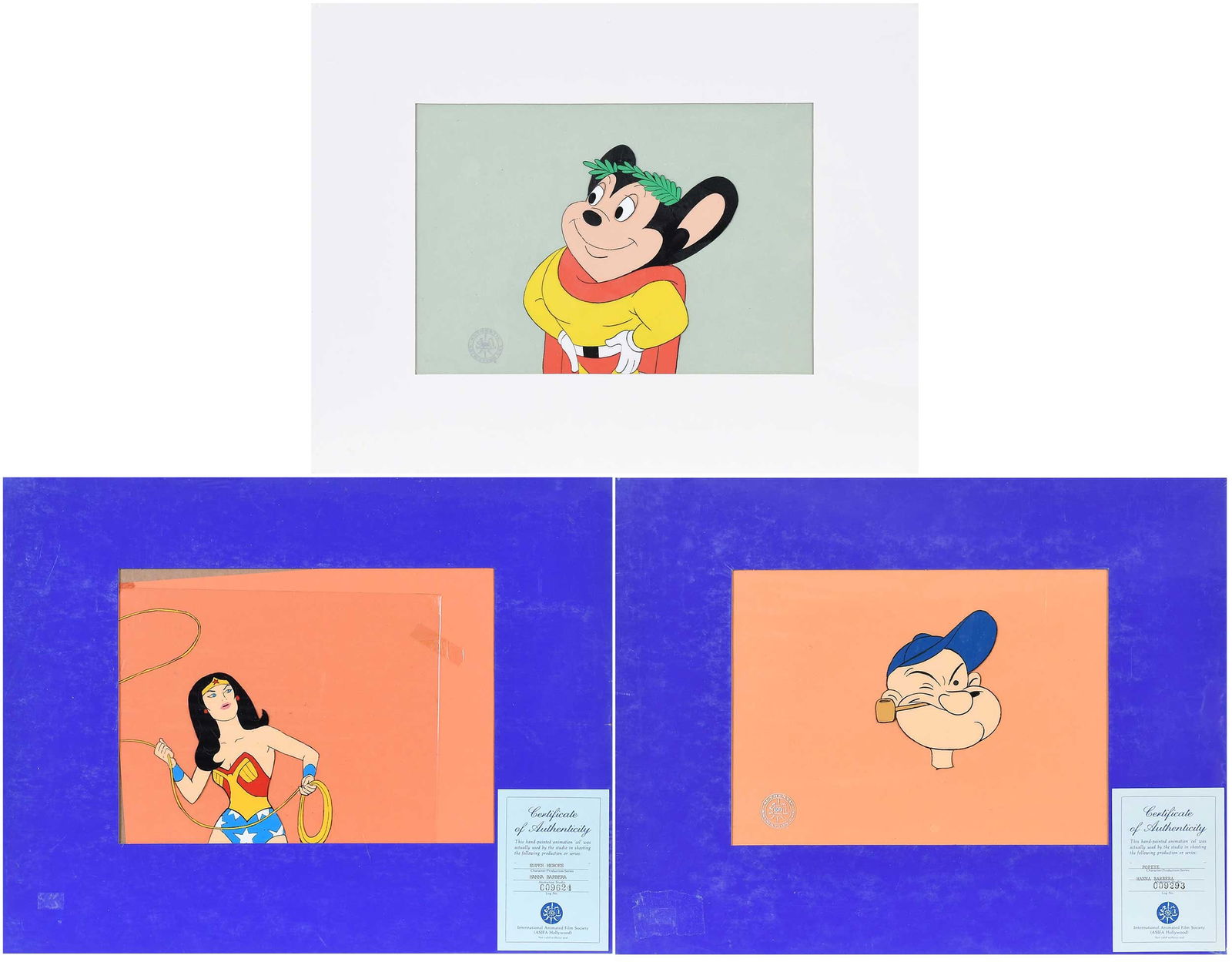 Animated Production Cels, Popeye, Wonder Woman, Mighty Mouse (1 of 10)
