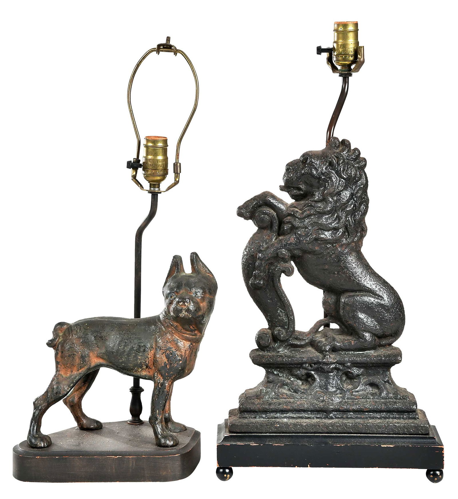 Two Cast Iron Figural Doorstops as Lamps (1 of 5)