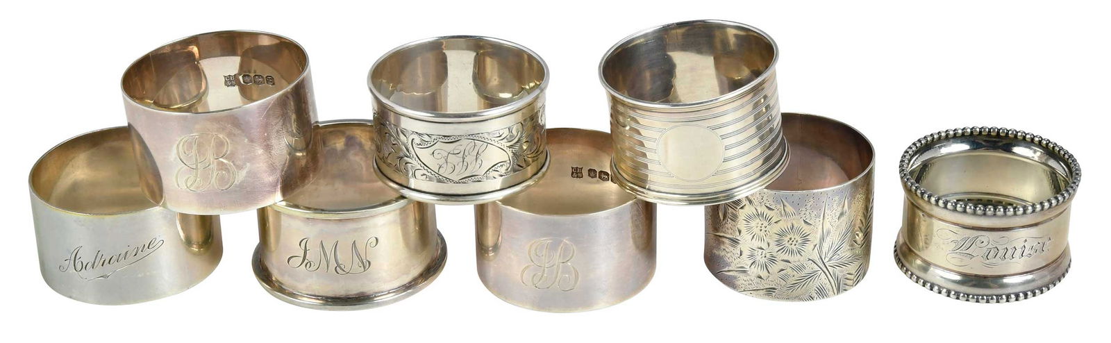 Eight English Silver and Sterling Napkin Rings (1 of 8)