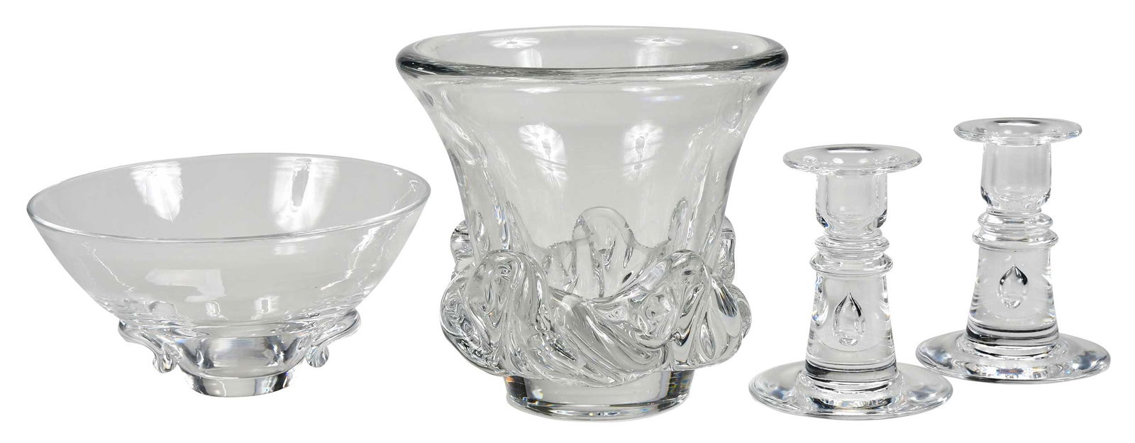 Four Steuben and Daum Clear Glass Table Objects (1 of 8)