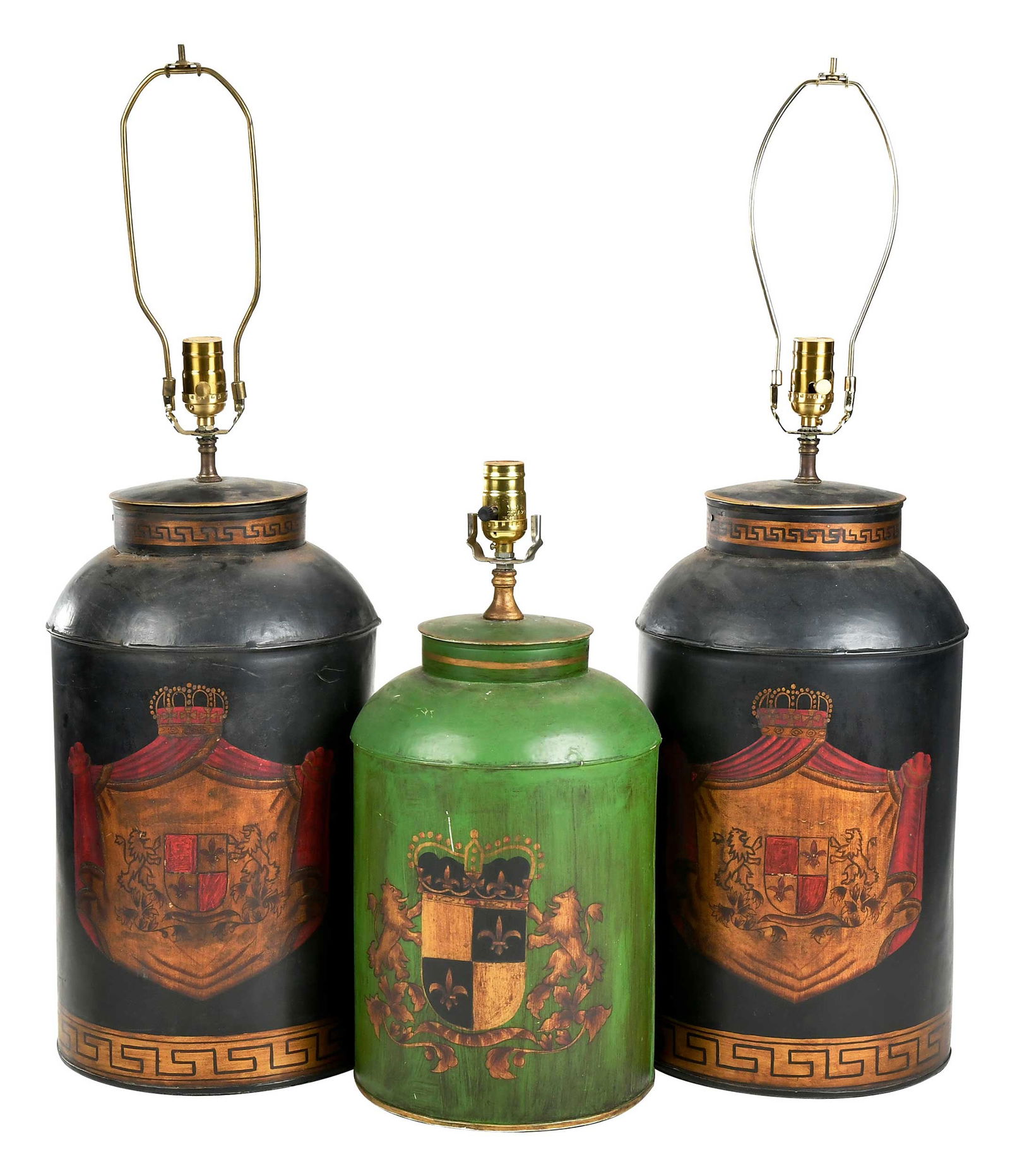 Three Tole Painted Tea Canister Form Lamps (1 of 5)