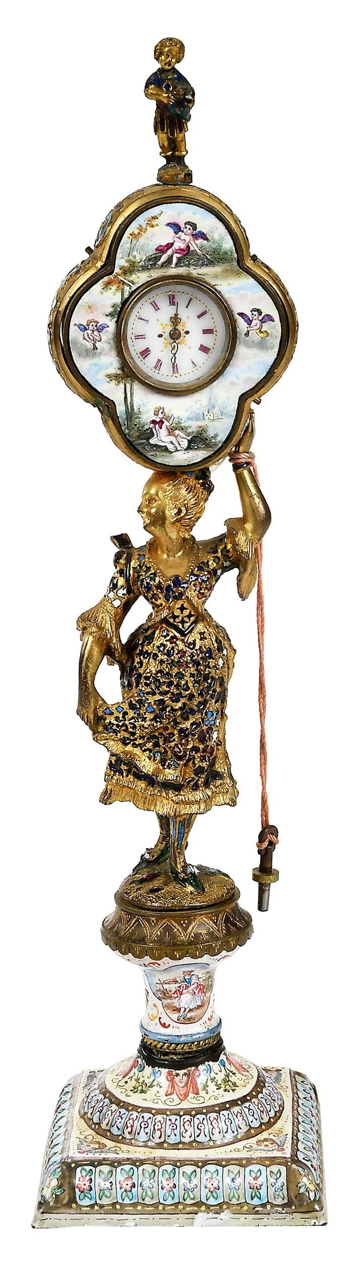 Viennese Enamel Gilt Bronze Clock (1 of 14)
