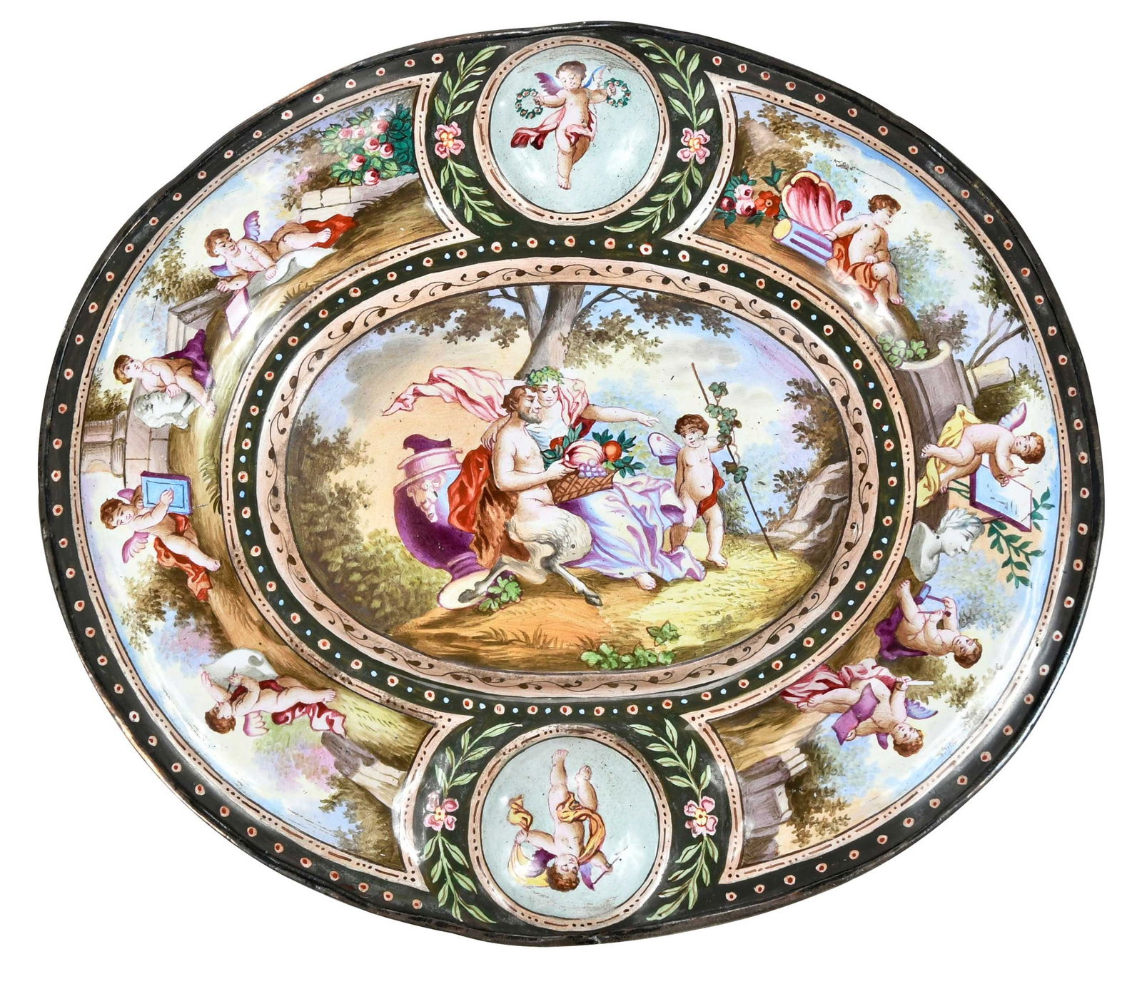 Diminutive Viennese Enamel Gilt Bronze Platter (1 of 9)