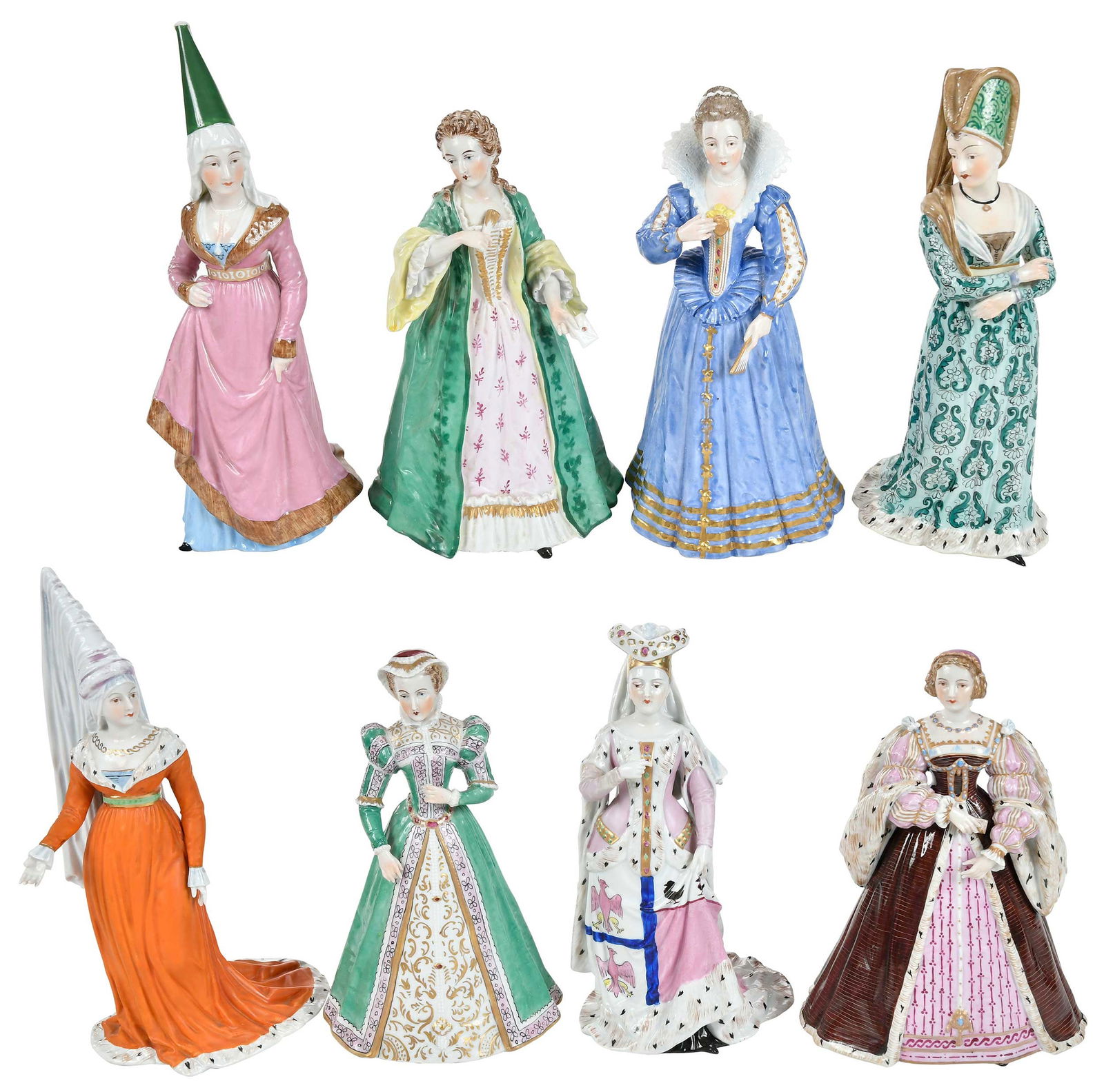 Eight Carl Thieme Potschappel Dresden Porcelain Queen Figures (1 of 12)