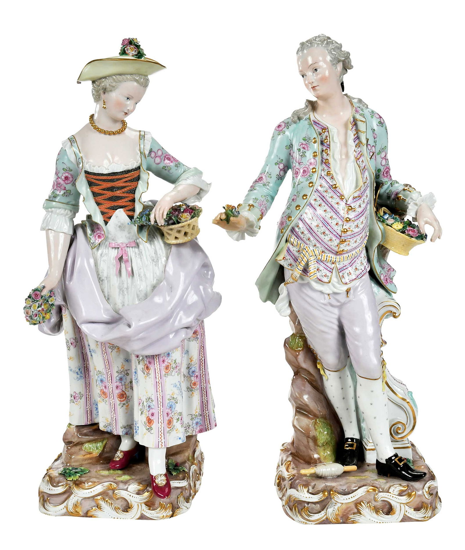 A Fine Pair of Large Meissen Porcelain Gardener Figures (1 of 17)
