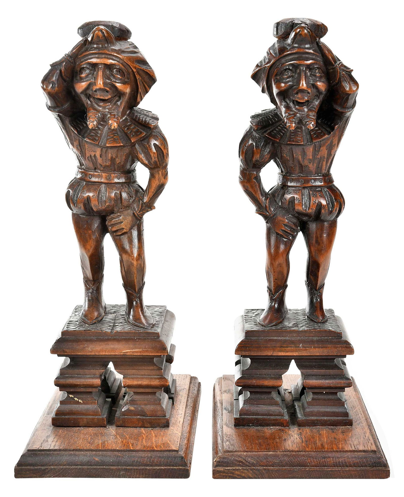 Pair of Carved Wood Jester Figures (1 of 7)