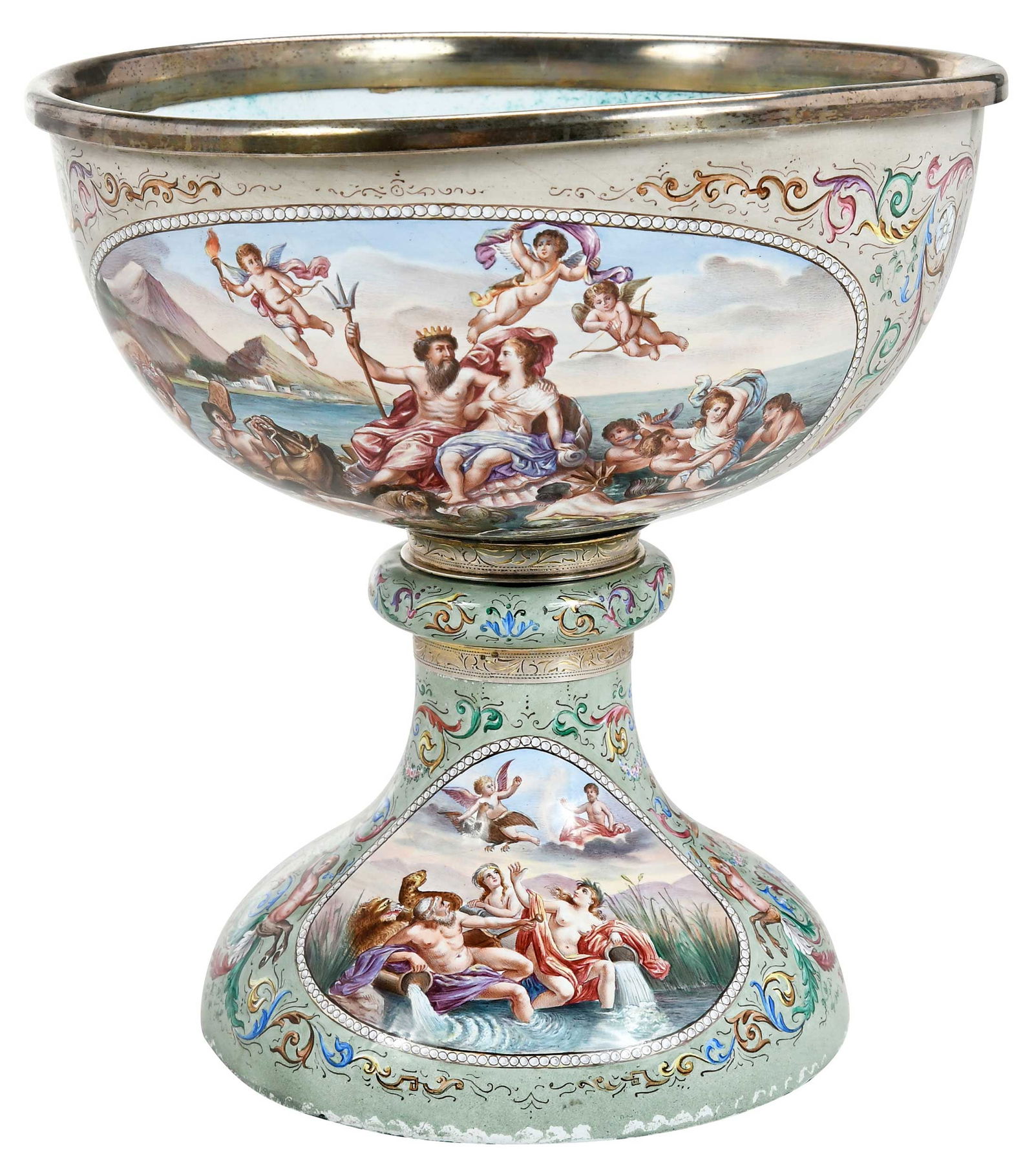 Continental Enameled Compote with Silver Mounts (1 of 14)