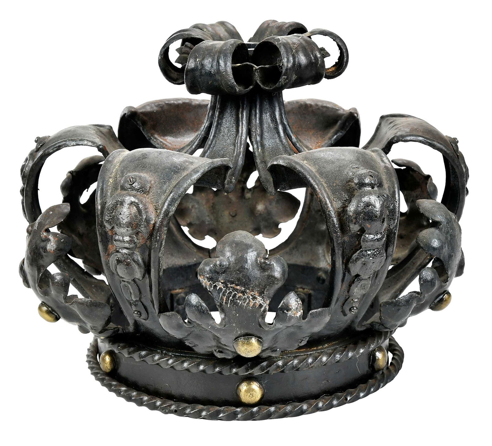 Continental Black Painted and Gilt Metal Bed Crown (1 of 6)