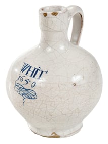 English Delft Wine Bottle, 'Whit 1650'
