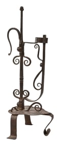 Rare Early Wrought Iron Combination Splint Candlestand