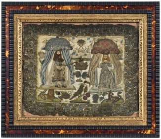 Rare Charles I Framed Stumpwork Embroidery