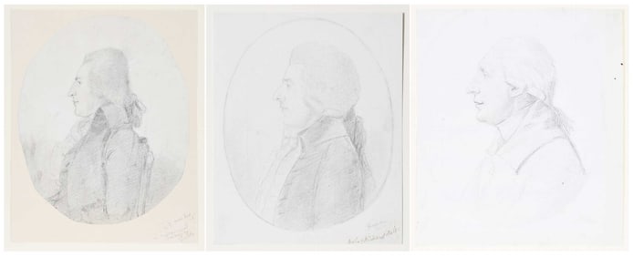 Three Portrait Drawings, Manner of George Dance