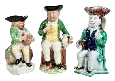 Three Staffordshire Polychrome Toby Mugs