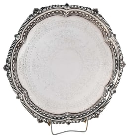 Large Victorian English Silver Footed Tray