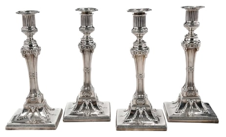 Set of Four George III English Silver Candlesticks