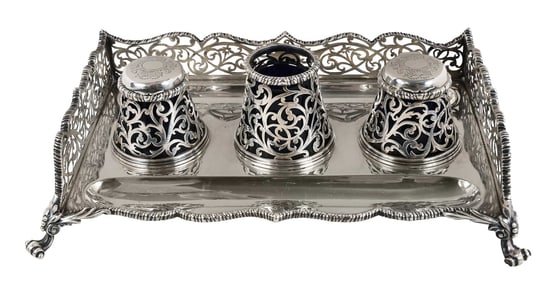 Victorian English Silver Inkwell