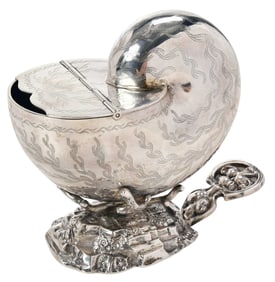 Victorian English Silver Shell Form Spoon Warmer