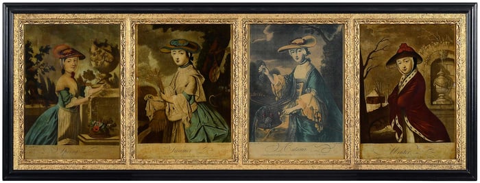 Four Allegorical Reverse Applied Prints, Seasons