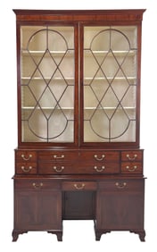 George III Figured Mahogany Secretary Bookcase