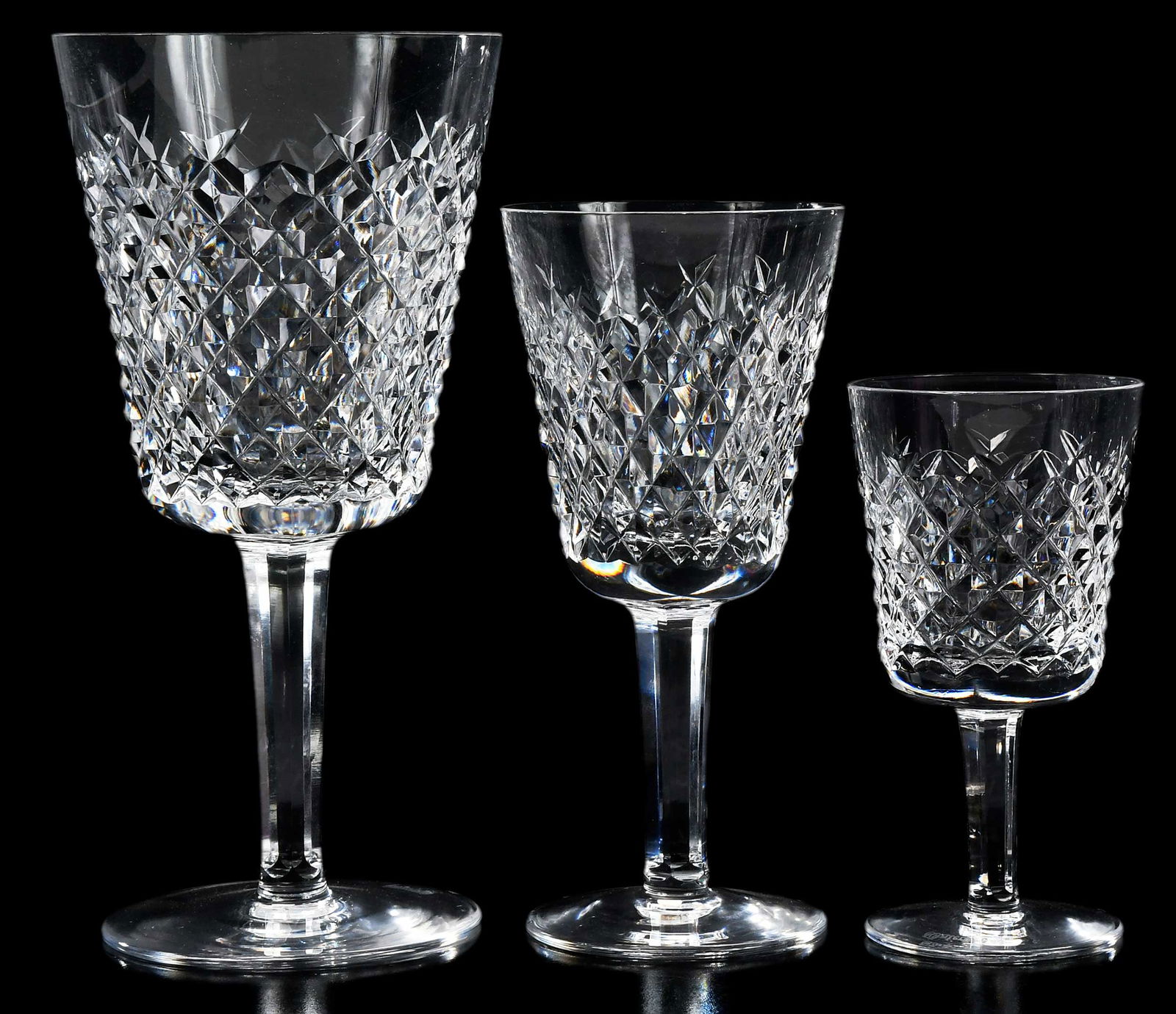 27 Pieces Waterford 'Alana' Stemware: all with marks for Waterford to bases, Alana pattern, comprising: eight 4-1/4 in. stems; three 5-5/8 in. stems; sixteen 7 in. stems Provenance: Private Collection, Miami, Florida