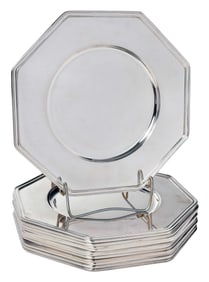 Thirteen Christofle Silver Plates Octagonal Plates