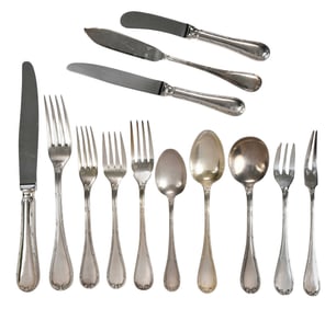 Rubans Christofle Silver Plate Flatware, 156 Pieces